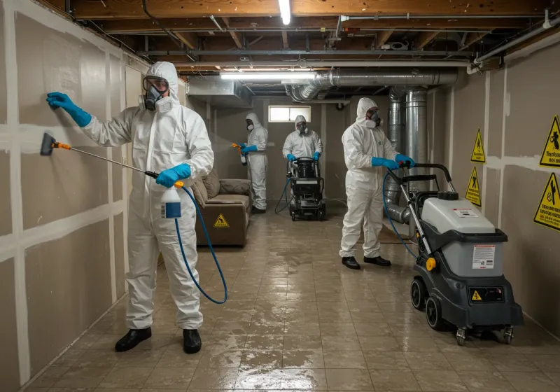 Basement Moisture Removal and Structural Drying process in North Windham, ME